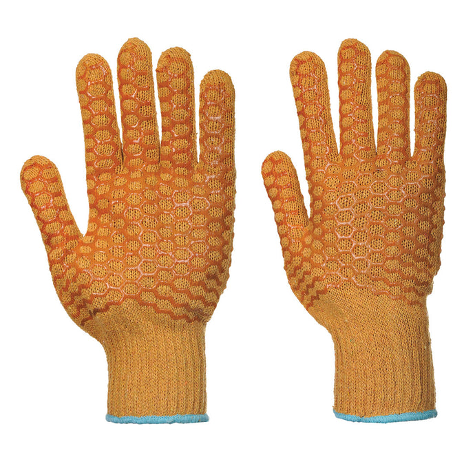 Orange textured criss cross safety gloves